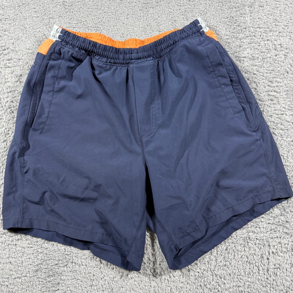Birddogs Gym Shorts Mens Large Navy Blue Orange Lined Athletic Workout
